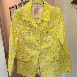 CAbi Yellow and White Floral Jacket
